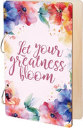 SUPERDANT Let Your Greatness Bloom Wooden Loose Leaf Watercolor Floral Design Journal Card Keeper Motivational Text Planner Card Holder Elegant Greeting Card Organizer Photo Album with 2-Rings by SUPERDANT