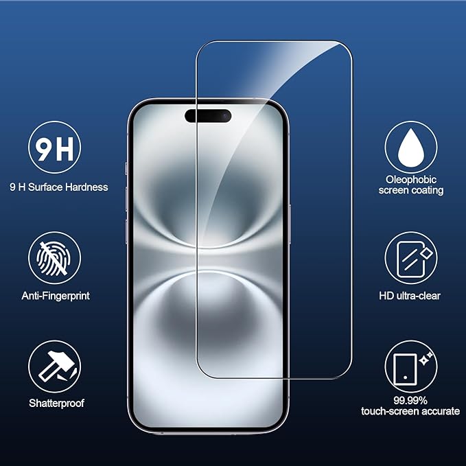SIBEITU Screen Protector for iPhone 16 Plus 6.7 Inch Tempered Glass | 3 Pack Screen + 3 Pack Camera Lens Protector, HD Clear 9H Hardness, Scratch Resistant, Sensor Protection, Case Friendly - Image 3