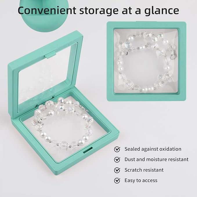20 Pcs Floating Frame Case with Stands, 3.5X 3.5 x 0.8 inch, Challenge Coin Display,Transparent PE Jewelry Storage Box, Floating Display Holder Stands for Antique Challenge Coins colourA - Image 5