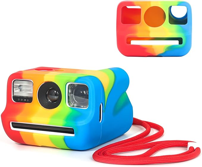 Silicone Case for Polaroid Go/Go Gen 2 Instant Camera, Rainbow | Protective Cover for Polaroid Go, Soft Silicone Case, Travel Cover Storage Bag, Wrist Strap, All-Round Protection, No Camera by wogozan