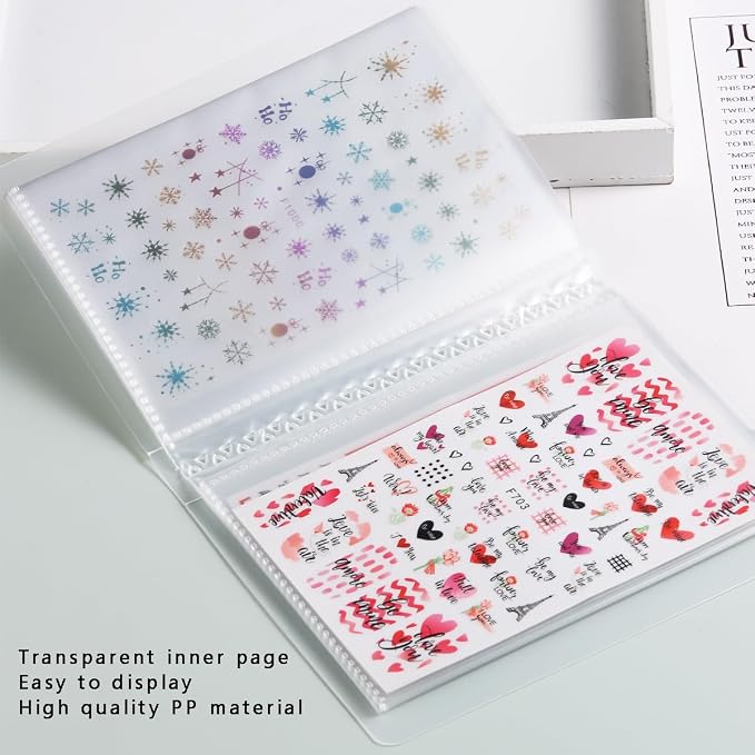 Fcozpjk 1Pcs 40 Slots Transparent Nail Stickers Storage Book Album | Organizer for Nail Decals Collecting Empty Display Book Collecting Holder Binder Case Sticker Storage Case DIY Nail Tools - Image 3