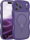BENTOBEN Magnetic for iPhone 17 Pro Max Case, Cute Wavy [Full Camera Protection][Compatible with MagSafe] Matte Anti-Slip Bumper Women Men Boys Protective Cover for 17 ProMax 6.9",Deep Purple by BENTOBEN