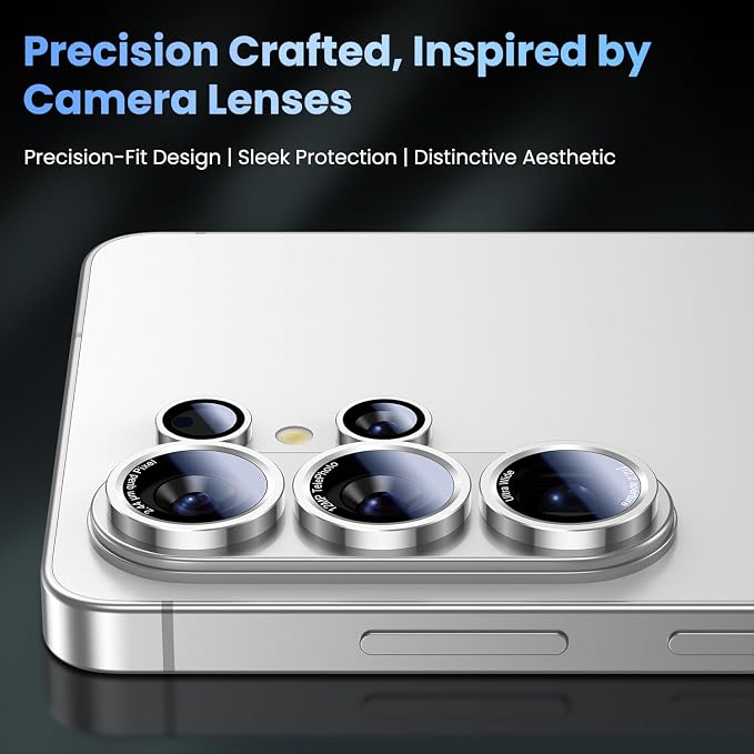 Uyiton for Samsung Galaxy S26 Ultra Camera Lens Protector, Unique Design | Case-Friendly, Ultra-Thin, Military-Grade Sapphire Glass with Aluminum Metal Rear Camera Screen Cover, White - Image 3