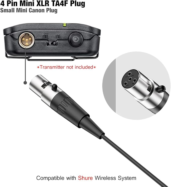 Professional Unidirectional Super Cardioid Lavalier Lapel Microphone - for Interview, Stage, Studio & Live Performances - Mini XLR 4 Pin TA4F Plug - Image 6