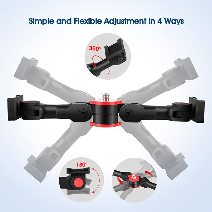 ChromLives Cold Shoe Mount Adapter with Phone Clip,Rotatable Dual Cold Shoe Extension Bracket Hot Shoe Mount Adapter for Led Light/Microphone - Image 5