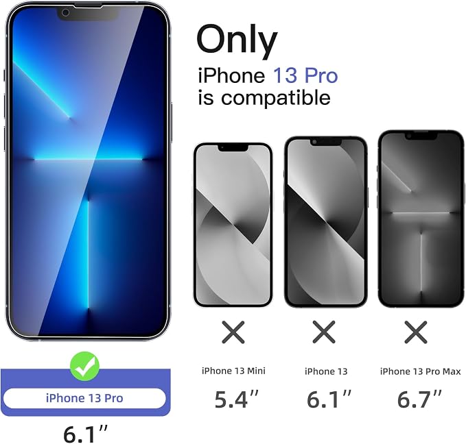 NEW'C 3x Privacy for iPhone 13 Pro Screen Protector (6.1 inches)+ 3x Camera Lens Protector, Sensor Protection,Case Friendly Tempered Glass Film + Dust Plug- Enhanced Privacy Angle of 28 Degrees - Image 2