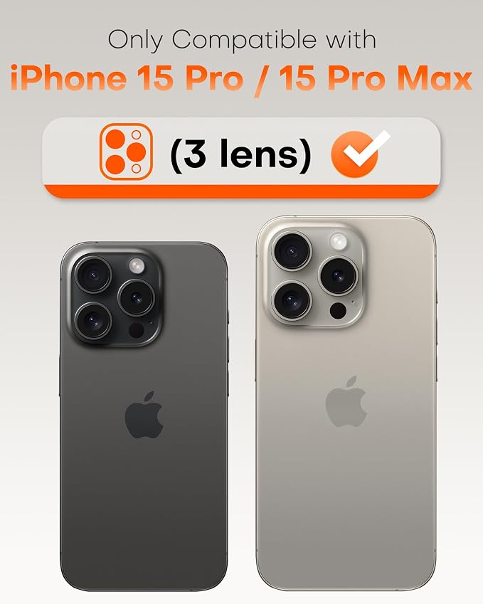 TOCOL for iPhone 15 Pro Max Camera Lens Protector/iPhone 15 Pro Camera Lens Protector Tempered Glass HD Individual Scratch Resistant Cover Accessories Case Friendly 2 Pack（Dark Blue） - Image 2