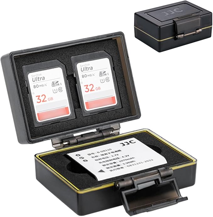 Ricoh DB-110 GRIII Olympus LI-92B TG-7 Camera Battery Memory Card Storage Case Holder for 2 Slots SD Card + 1 Slots Battery,Camera Batteries Box for Olympus TG-7 TG-6 TG-5 TG-4 TG-3 Ricoh GR3 GR3X HDF by JJC