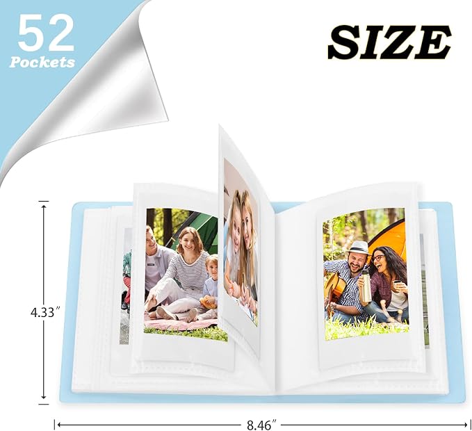 Ruibytree 52 Pockets Small Photo Album 2x3 for Instax Mini, Blue, 2 Pack | Pocket-Size, PU Leather Cover, Snap Closure, Acid-Free Pages, Fits Polaroid 2x3 Photos, Kodak Mini Prints & ZINK Photos - Image 4