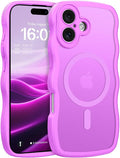 BENTOBEN Magnetic for iPhone 16 Case, Cute Wavy [Full Camera Protection][Compatible with MagSafe] Matte Anti-Slip Bumper Women Girls Boys Protective Cover for iPhone 16 6.1",Berry Purple by BENTOBEN