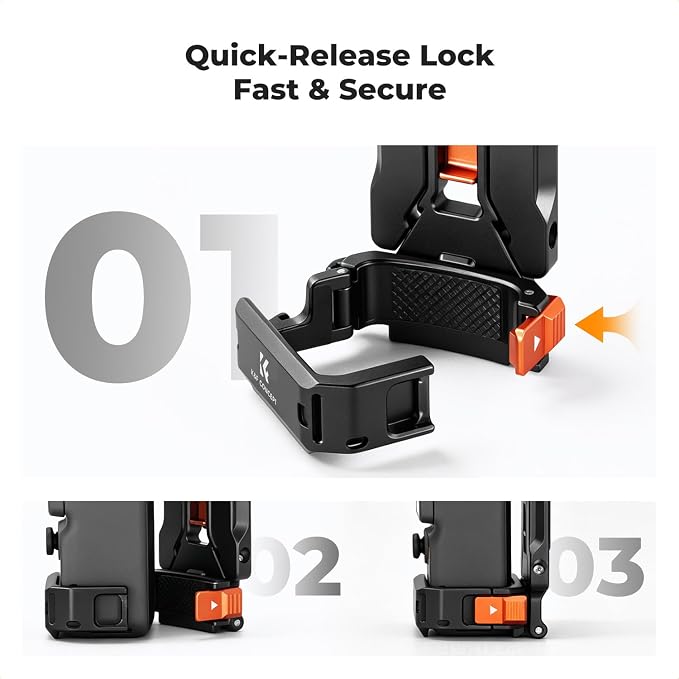 K&F CONCEPT Magnetic Expansion Frame Compatible with DJI Osmo Pocket 4P/4/3 | Aluminium Alloy Protective Cage with Quick Release Design, Cold Shoe & 1/4 Screw Mount for Vlogging Accessories, PP63 - Image 6
