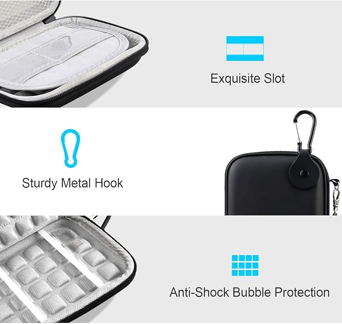 Lacdo Hard Drive Carrying Case for Western Digital WD Elements/WD My Passport/My Passport Ultra Portable External Hard Drive HDD 1TB 2TB 4TB 5TB 6TB USB 3.0 Protective Storage Travel Bag, Black - Image 3