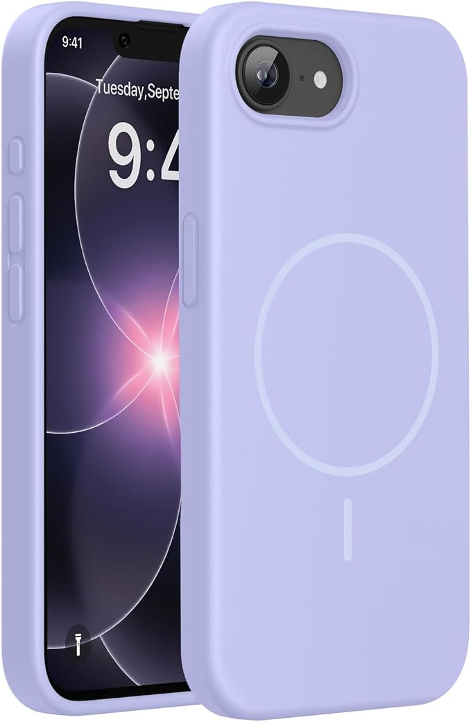 miracase Magnetic for iPhone 17e Case & iPhone 16e Case, [Soft Anti-Scratch Microfiber Lining], Compatible with MagSafe, Silicone Shockproof Protection Phone Case for iPhone 17e/16e, Light Purple by Miracase