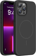 miracase Magnetic for iPhone 13 Pro Max Case, [Soft Anti-Scratch Microfiber Lining], Compatible with MagSafe, Liquid Silicone Shockproof Drop Protection Phone Case for 13 Pro Max, Black by Miracase