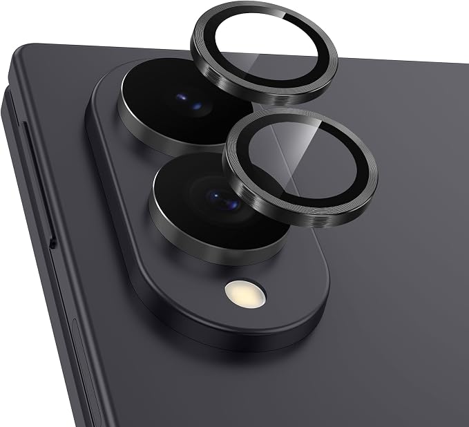 Meshine for Samsung Galaxy Z Fold 8 Camera Lens Protector,Scratch Proof,Strong Adsorption,9H Hardness with Metal Ring Camera Cover,Ultra Thin Case Friendly,Accessories Lens Protector,Black by Meshine
