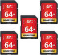 GIGASTONE 64GB SD Card 5-Pack UHS-I U1 Class 10 SDXC Memory Card High Speed, Up to 100MB/s, Full HD Video Olympus Digital Camera, with 5 Mini Cases by Gigastone