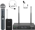 Phenyx Pro Wireless Microphone System, Dual Channel 100 UHF Metal Receiver, 328ft Range Auto Scan, Cordless Handheld & Bodypack & Lapel Mic Combo for Karaoke Church Speech PTU-71-1H1B | Quick IR Sync, Lapel Mic, 2 x 100 Frequencies, 328 ft Range, Karao... by PhenyxPro