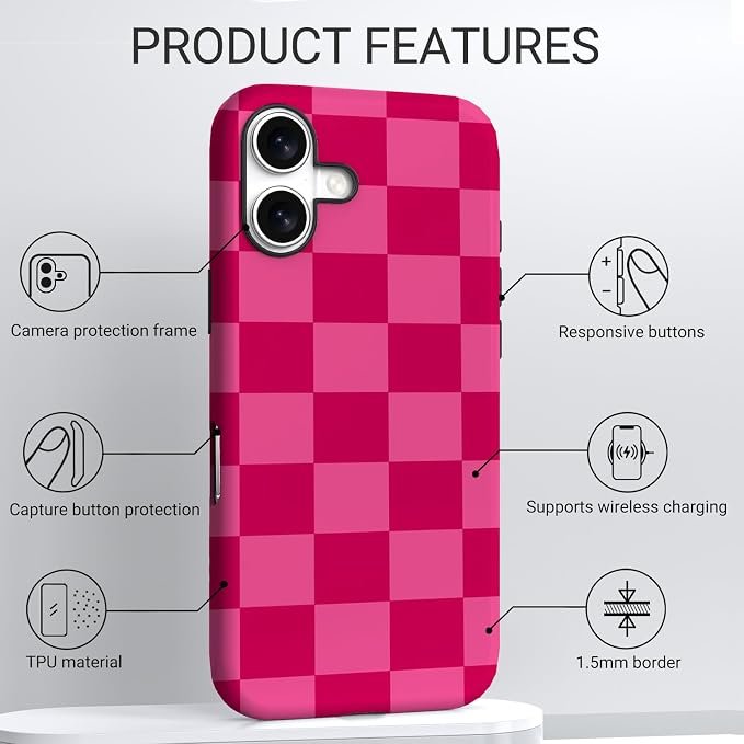 TPU Phone Case for iPhone 17, MagSafe Wireless Charging Compatible, Shockproof Slim Fit Protective Cover with Anti-Yellowing & Raised Camera Protection (Plaid 1, iPhone 17(6.3")) - Image 3