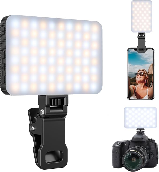 King Ma Selfie Light, LED Light with 3 Modes & Clip Rechargeable Vlog Light | Portable LED Selfie Light with Clip & 3 Modes for iPhone/ Camera/ Computer Rechargeable Vlog Light for TikTok Streaming-Video by KingMa