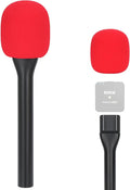 SUNMON Handheld Mic Stand for Rode Wireless Mic with Pop Filter(Red), Holder for Rode Go 2/Wireless Pro, Interview Microphone Adapter Handheld for Wireless Go/Wireless ME by sunmon