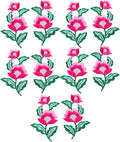 5 Pairs Floral Iron on Applique Flower with Green Vine Embroidered Patch for Collar Dress Accent Shoes Jeans Sewing Accessories Embellishment (Hot Pink) by MSCFTFB
