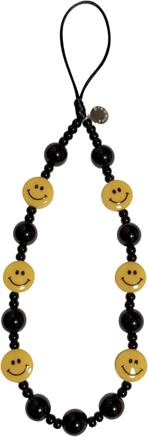 Drawwind Phone Charm Beaded Wristlet Strap Universal Cell Phone Lanyard Cute Bracelet Wrist Strap Beaded Chain String Handmade Accessories for Case Camera Bags (Yellow Smiles) by Drawwind