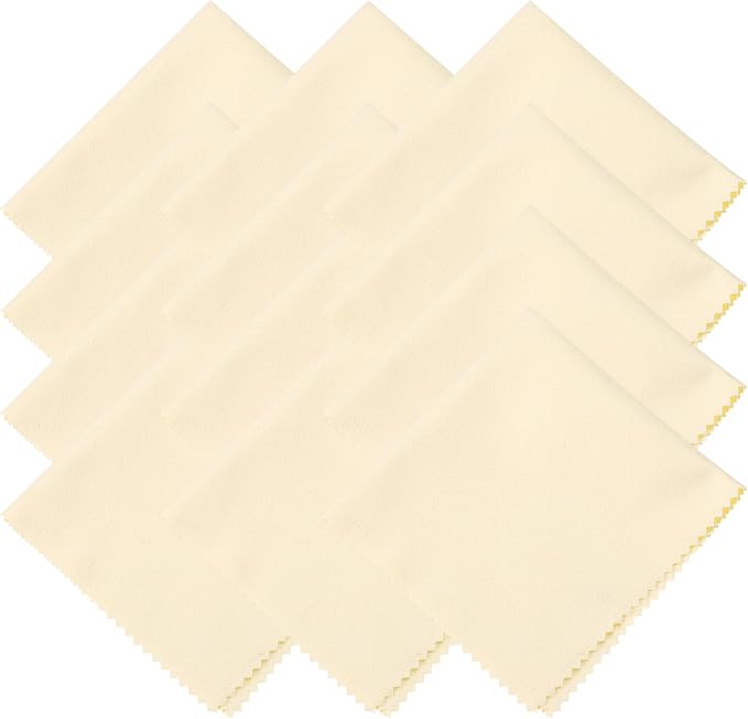 uxcell 12 Pcs Microfiber Cleaning Cloth for Glasses, 11.8 x 11.8 Inch Eyeglass Cleaning Cloth, Glasses Cleaner Wipes for Electronics Lenses Screens Cameras Cell Phones, Beige by uxcell