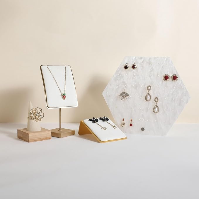 Velvet earring display stands for selling, White earring holder, Gold Jewelry studs organizer【White】 - Image 3