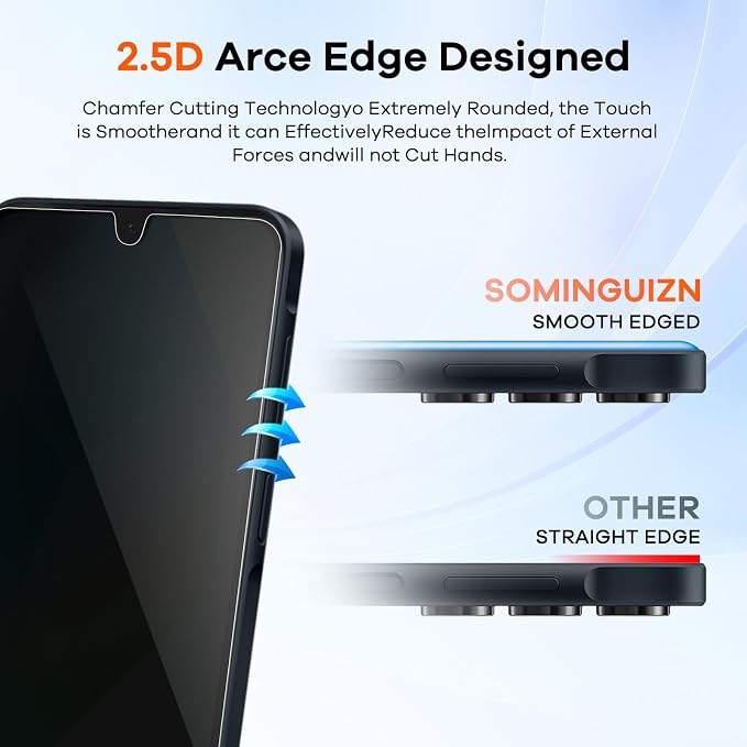 3+3 for Samsung Galaxy A26 5G Privacy Screen Protector Camera Protector | 9H Tempered Glass Cell Phone Protector Camera Lens Protector - Image 6
