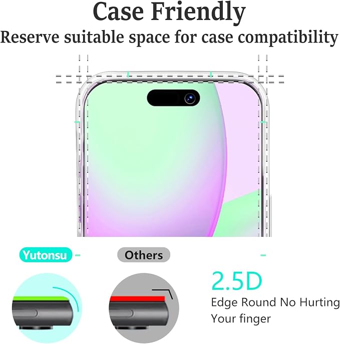 2+2 Pack Privacy Screen Protector for iPhone 17 6.3-Inch | with Camera Lens Protector, Anti-Spy Tempered Glass Film, Easy Installation, 9H Hardness, Case Friendly - Image 6
