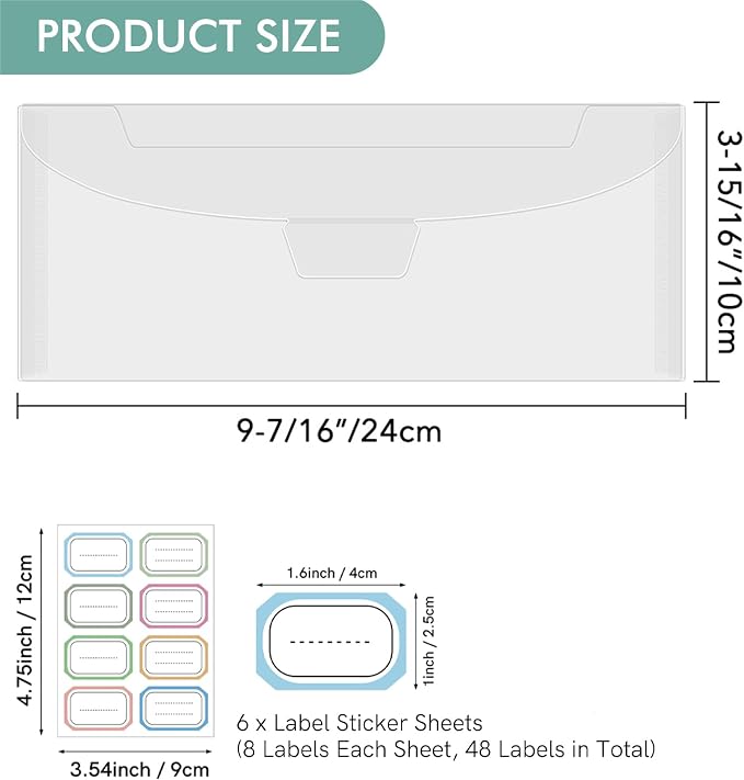 50 Pieces 9.4X3.9inch Stamp & Dies Storage Pockets,Plastic Clear Dies Storage Envelopes Scrapbooking Storage Cutting Dies Stencil Organizer Holder with Label Stickers for Cutting Dies Stencil Stamp - Image 2