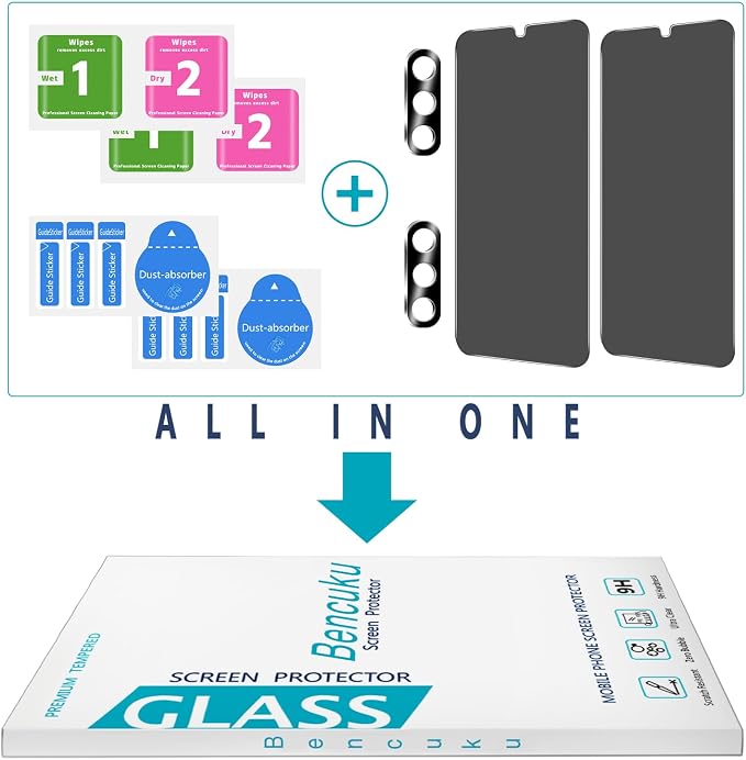 2+2 Pack Privacy Screen Protector for Samsung Galaxy A17 5G | Anti Spy Tempered Glass, with Camera Lens Protector, Anti Scratch, Bubble Free - Image 7