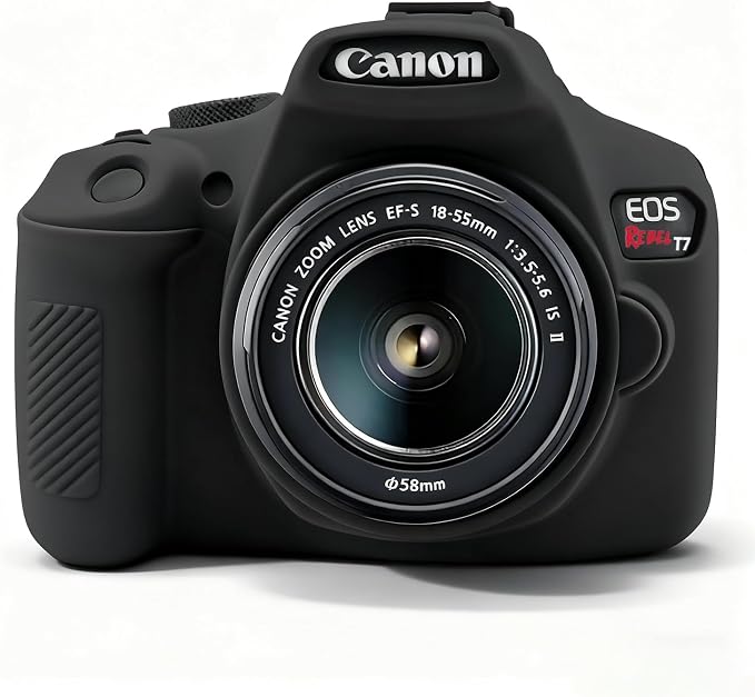 Case for Canon EOS Rebel T7 Rebel T6 Camera, Soft Silicone Rubber Protective Camera Case Cover Accessories, Lightweight, Anti-Scratch with Button Marking for EOS Rebel T7 T6 (Black) by Frevyve