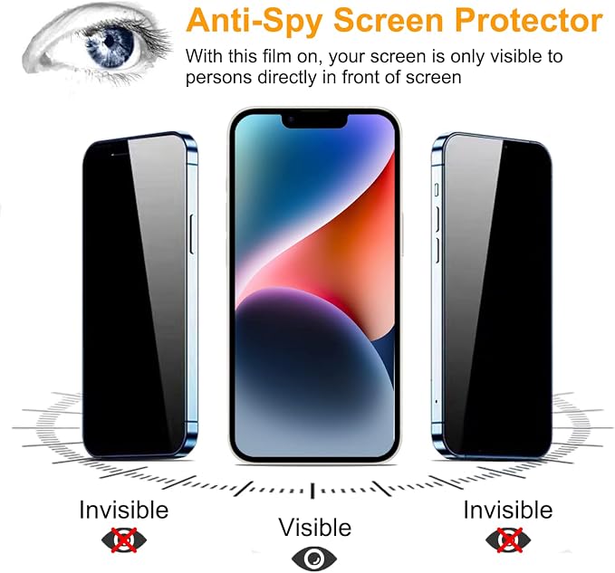 PEHAEL for iPhone 14 Plus Privacy Screen Protector+Camera Lens Protector | Installation kits, Anti-Spy Private, Anti-Scratch, 9H Tempered Glass, Case Friendly, 2+2 Pack, [6.7 inch] - Image 4