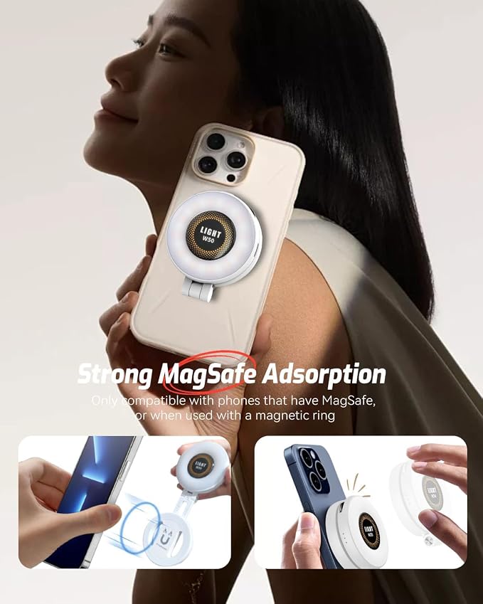 Magnetic Portable Selfie Light for iPhone - Phone Ring Light Rechargeable for Camera Picture Make up Photos Video Conferences LED Selfie Ring Fill Light TikTok/Zoom Calls/Video Conference - Image 3