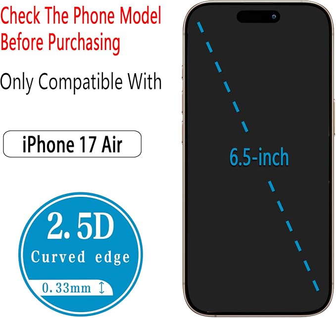 2+2 Pack Screen Protector for iPhone Air / 17 Air Tempered Glass | with Camera Lens Protector, 9H Hardness, Anti Scratch, Bubble Free - Image 3