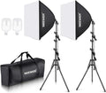 NEEWER 700W Equivalent Softbox Lighting Kit, 2Pack UL Certified 5700K LED Lighting Bulbs, 24x24 inches Softboxes with E26 Socket, Photography Continuous Lighting Kit Photo Studio Equipment by Neewer