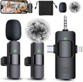 PQRQP 3 in 1 Professional Wireless Lavalier Microphone for iPhone/Android/Camera, Wireless Microphones, Mini Microphone, Crystal Clear Sound Quality for Recording, Live Streaming, Clips-Elegant Black by PQRQP