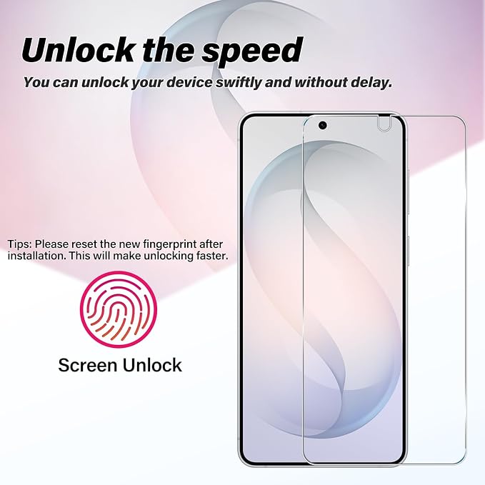 BIGFACE Galaxy S26 Tempered Glass Screen Protector + Camera Lens Protector [ 2 + 2 Pack ][Case Friendly] [Anti-Scratch] [Ultrasonic Fingerprint Unlock] Clear HD Protective Film for Samsung Galaxy S26 - Image 3