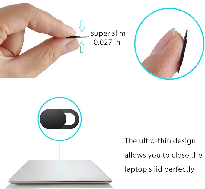 ZUCUCUC Laptop Camera Cover Slide, Camera Cover Slide, 6 Pack Ultra Thin Webcam Cover Slide for Laptop, Tablet, Desktop, PC, Smartphone, Protect Your Privacy and Security(Black) - Image 3