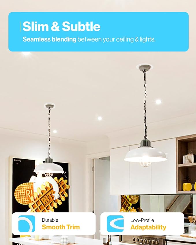 Sunco 12 Pack 6 Inch Recessed Light Goof Ring, White, Matte Finish | Flush Mount White Can Light Trim Ring Cover, OD 8.6 Inch/ID 6.2 Inch, Paintable, Covers Oversized Ceiling Holes - Image 4