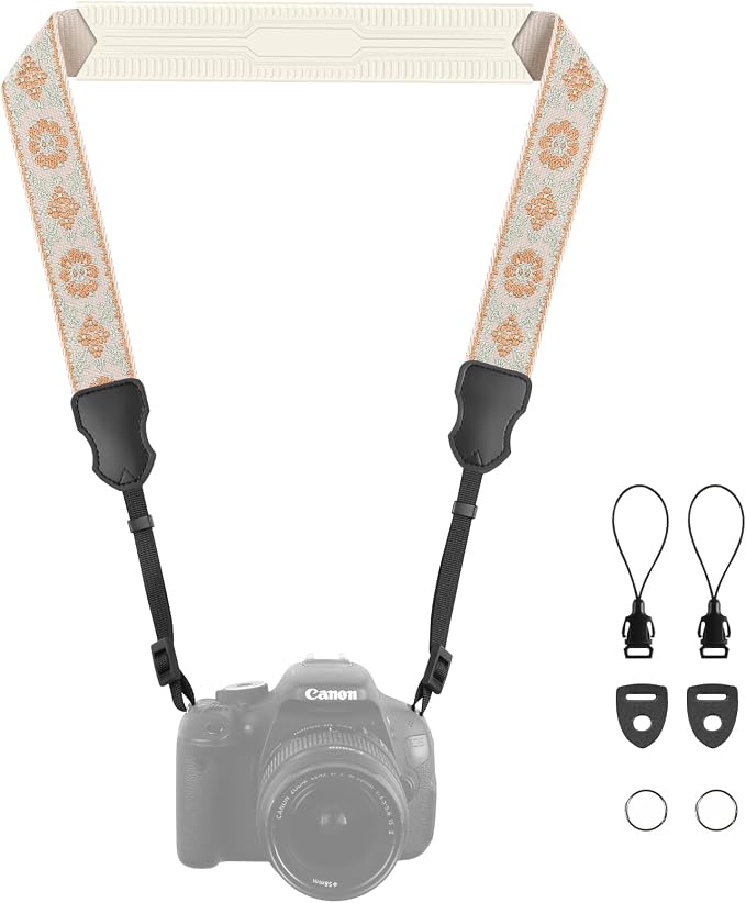 FIEIL Neck Strap Silicone Camera Straps - Padded Camera Strap, 1.5" Wide Adjustable Nylon Shoulder Strap - Compatible with Canon, Nikon, Sony, and More DSLR and Mirrorless Cameras (Khaki Green) by FIEIL