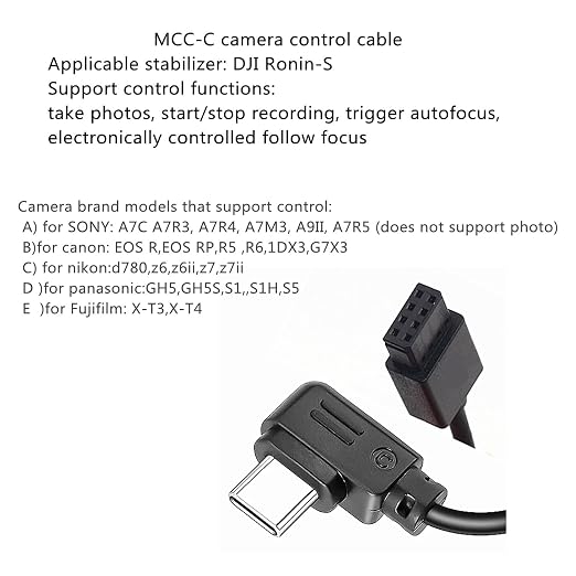 for DJI Ronin-s R-Wire Camera Control Connection Cable MCC-c stabilizer Data Shutter Release Extension Cable A7M3 A7R4 A7M4 Z6 Z7 Z7II GH5 GH5S (MCC-C) - Image 2