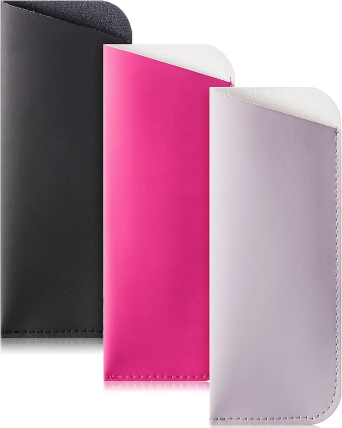 TRIUMPH VISION 3 Pack Reading Glasses Pouch Soft Case Eyeglass Sleeve Slim | Alternative to Bulky Case in bag, Lightweight Lined Padded Protect Optical lens Slip in, Cute Pattern Portable for Daily Use by TRIUMPHVISION