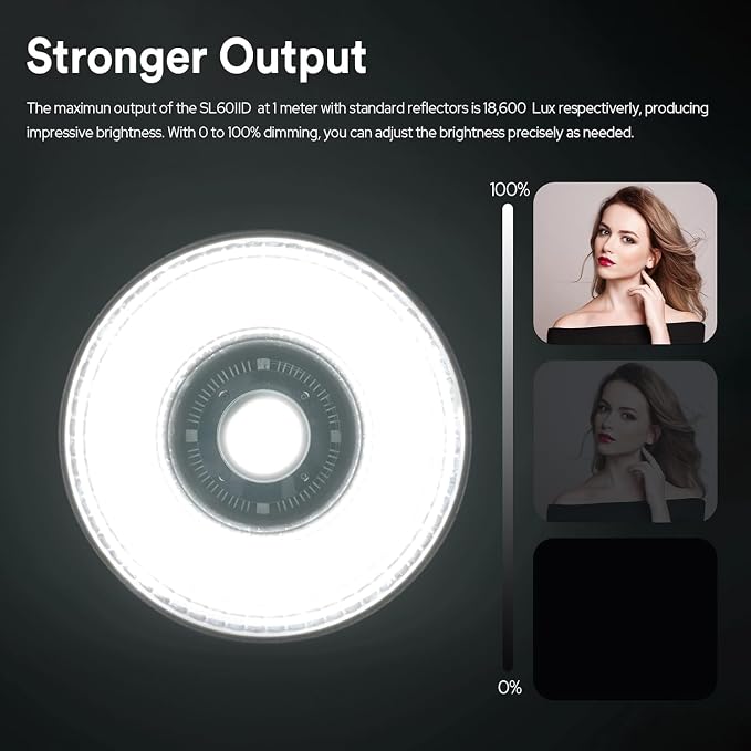 Godox SL60 SL60IID 70W LED Video Light, Cob Video Light Bowens Mount LED Studio Light, Support APP Control, CRI96+ TLCI97+, Daylight 5600K, 18600Lux@1m, Built-in 8 FX Effects, Dimmable Brightness - Image 3