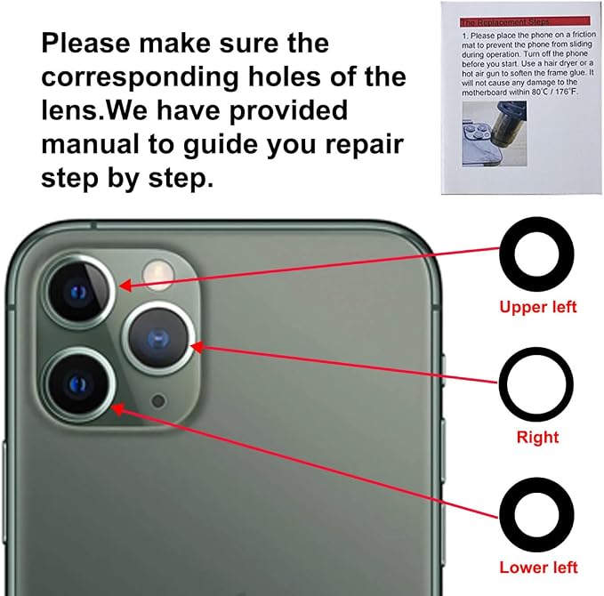 Original Back Rear Camera Lens Glass Replacement for iPhone 11 Pro Max and iPhone 11 Pro with Pre-Installed Adhesive and Repairing Toolkit - Image 5