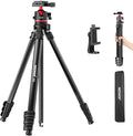 NEEWER Basics 66.5"/169 cm Travel Tripod for Camera, Lightweight Portable DSLR Stand with Ball Head, Arca Type QR Plate, Cell Phone Holder Compatible with iPhone Video Recording, Max Load 11 lb, TP12 by Neewer