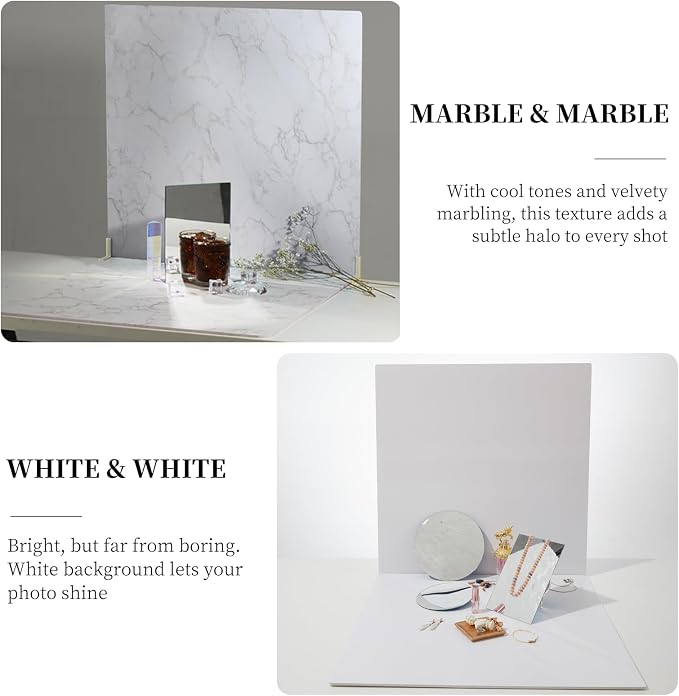 2 PCS Boards Photo Backdrop 2 Marbles Texture for Flat Lay, Food Photography Background 24x24 Inch, BEIYANG (Marble+Marble) … - Image 3