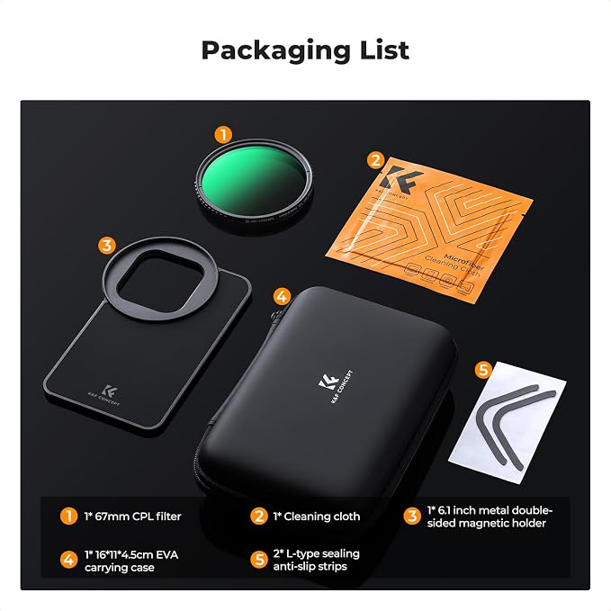 K&F CONCEPT 6.1inch Magnetic Lens Filter Mount Adapter with 67mm CPL Filter | Compatible with iPhone 17/16/15/14/13/12, 16/15/14/13/12 Pro, FA201 - Image 7