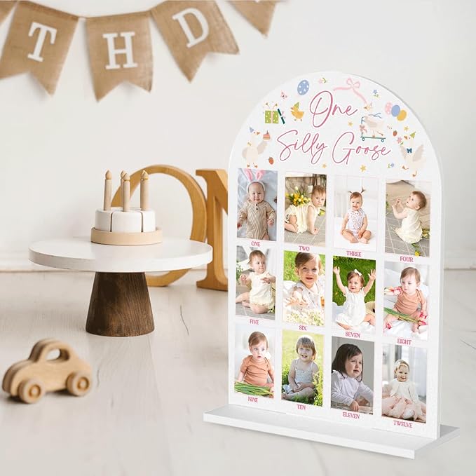 My First Year Photo Board Baby Milestone Signs One Year of Baby Photo Board, Best Babies Keepsake 10x14 Inches Acrylic Sign Decor Fits 2" x 3" Photo A07 - Image 5